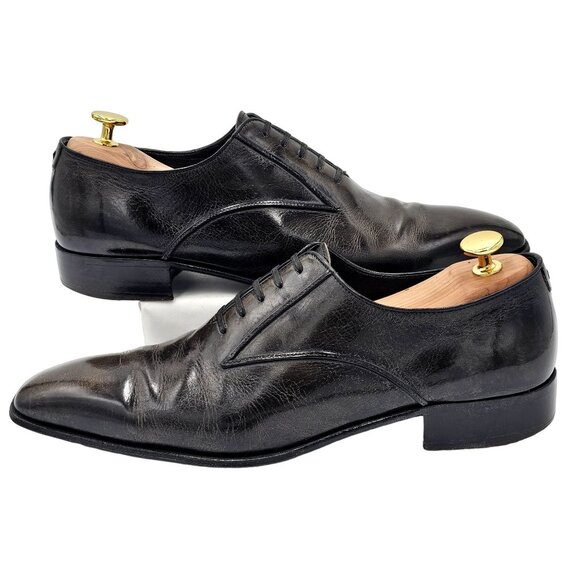 Italian Artioli Mens size 9 Smokey Brown Grey Leather Dress Shoes Luxury Oxfords - Picture 8 of 13